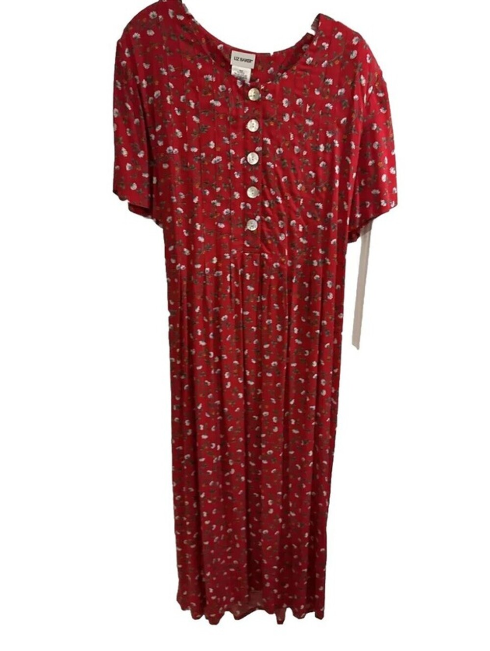 Liz Baker Floral Dress Red Maxi Floral Flowers Peasant Boho Vintage 18W NWT